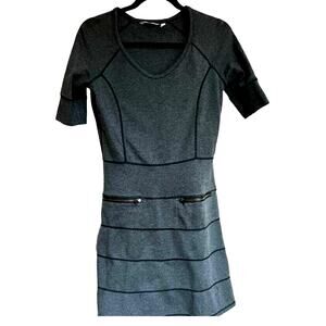 Athleta Womens Strata Ponte Travel Mini Zippered Dress Dark‎ Charcoal Gray XS